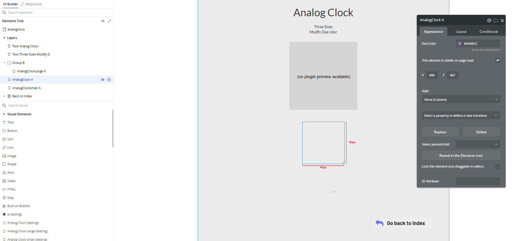 Element → Analog Clock.