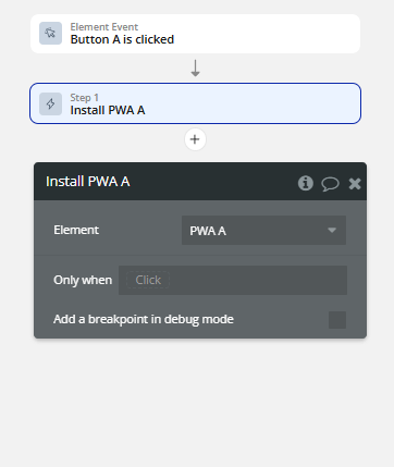 Workflow action → Install PWA.