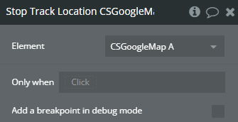 Workflow action → Stop Track Location.