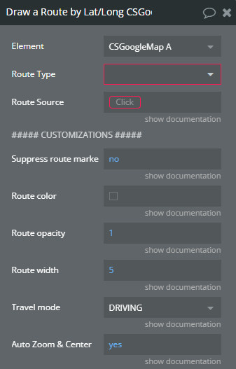 Workflow action → Draw routes by lat/long.