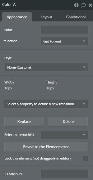 Element properties → Color.