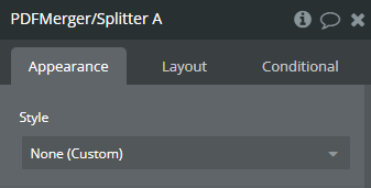 Element properties → PDF Merger/Splitter.