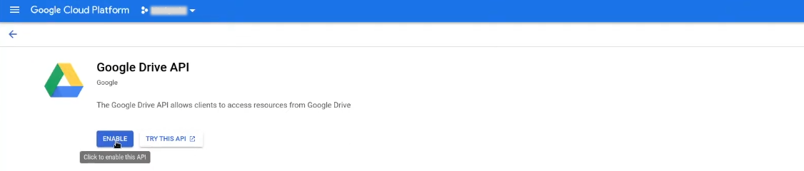 Google Cloud → Google Drive API.