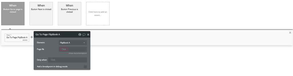 Workflow action → Go To Page.