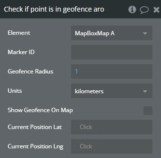 Workflow action → Check If Point Is In Geofence Around The Marker.