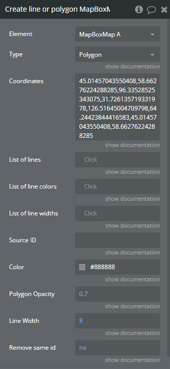 Workflow action → Create Line Or Polygon.