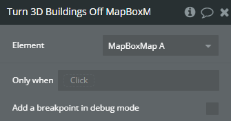 Workflow action → Turn 3D Buildings Off.