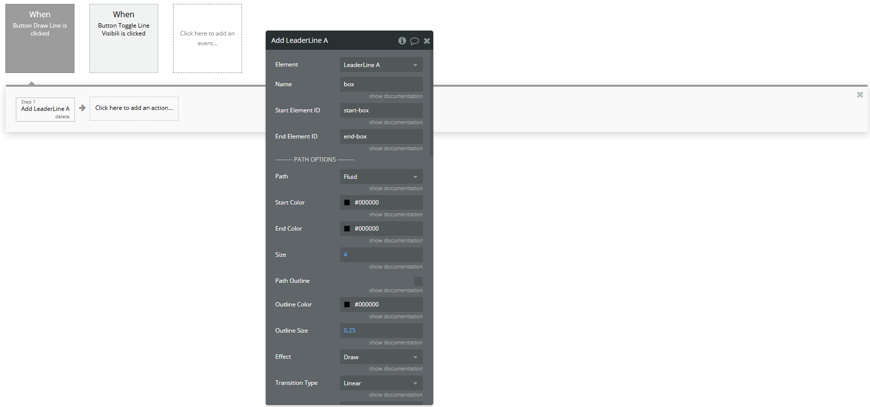 Workflow action → Add the Line.