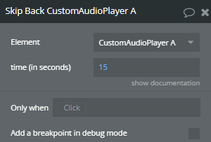 Workflow action → Skip Back