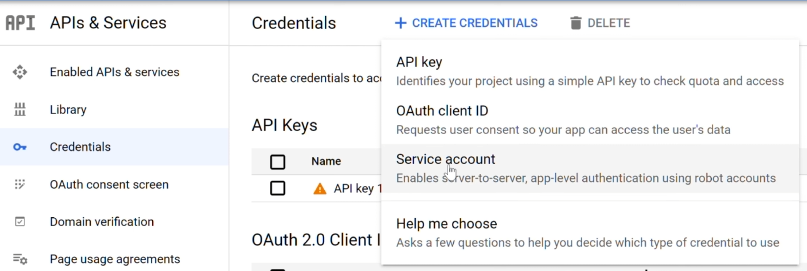 Google Cloud → APIs & Services.