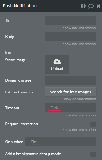 Workflow action → Push Notification.