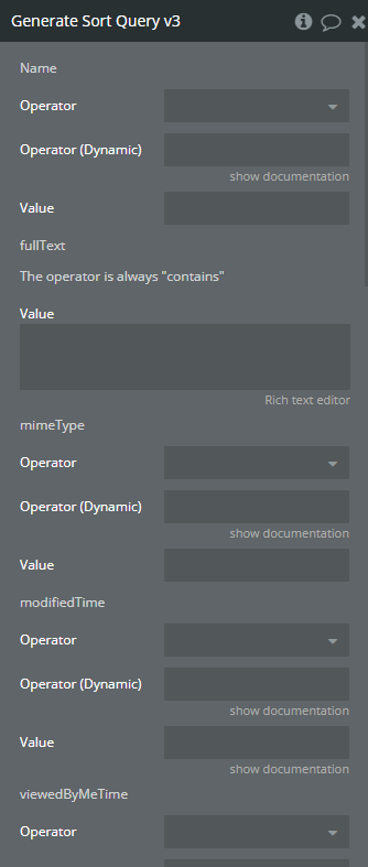 Plugin action → Generate Sort Query V3.