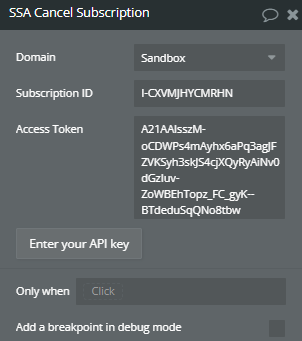 Workflow action → SSA Cancel Subscription.