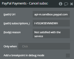 Plugin Action → Cancel subscription.