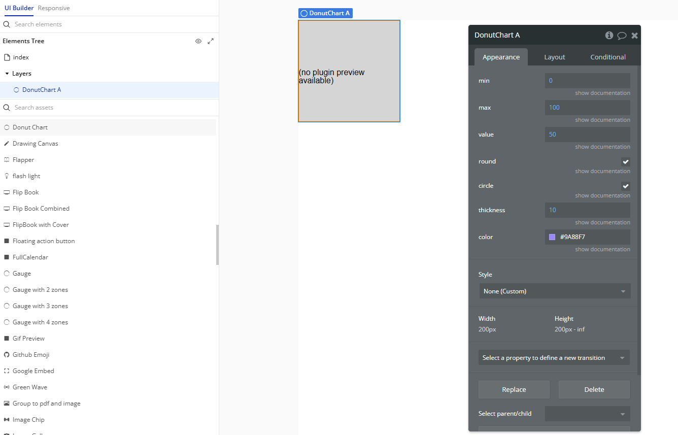 Element → Donut Chart.