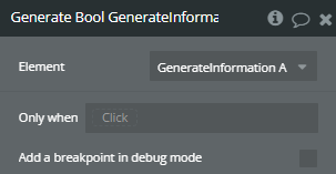 Workflow action → Generate Bool.
