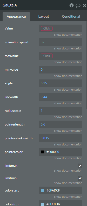 Element properties → Gauge.