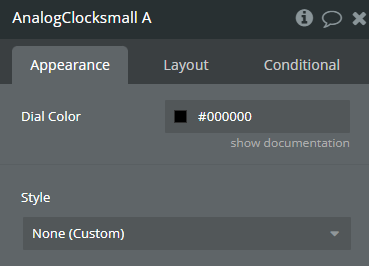 Element Properties → Analog Clock small.