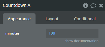 Element properties → Countdown.