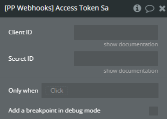 Workflow action → [PP Webhooks] Access Token Sandbox.
