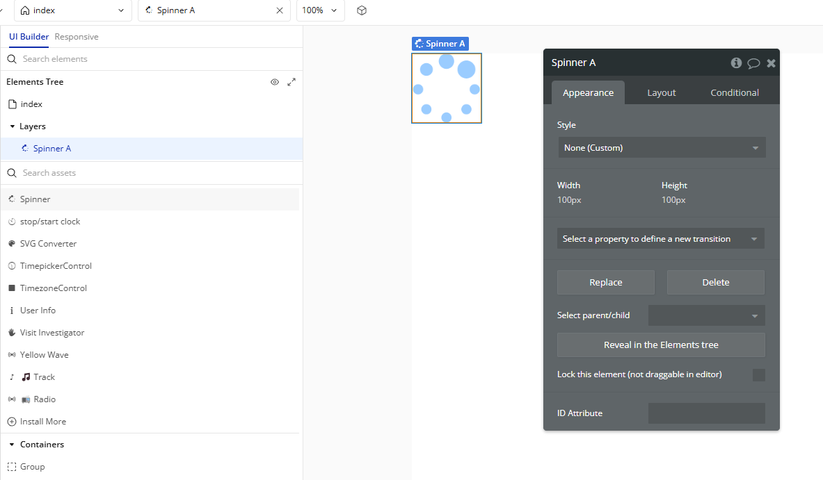 Element → Spinner.
