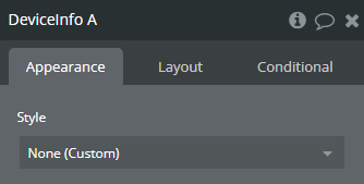 Element properties → Device Info.