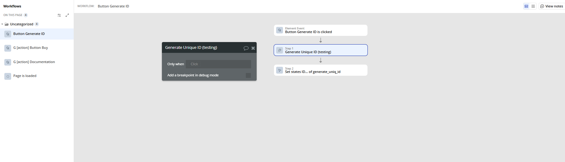 Workflow action → Generate Unique ID.
