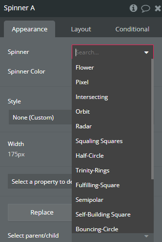 Element → Spinner.
