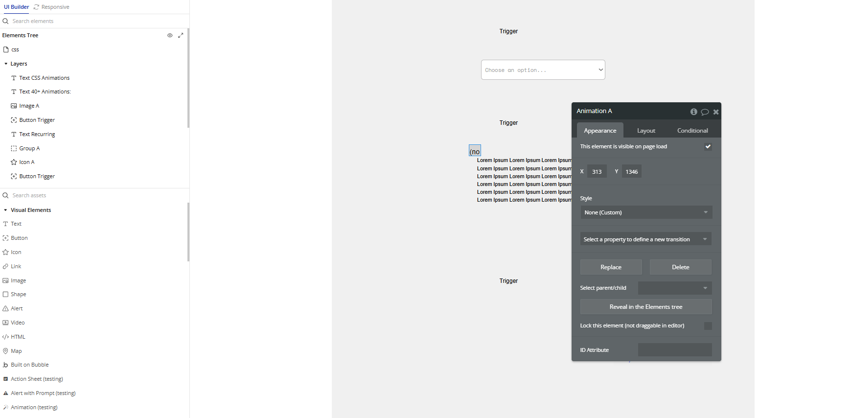Element → Animation.