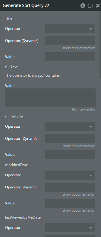Plugin action → Generate Sort Query v2.