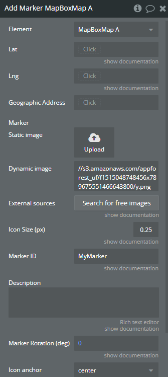 Workflow action → Add Marker.