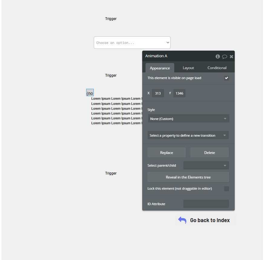 Element → Animation.