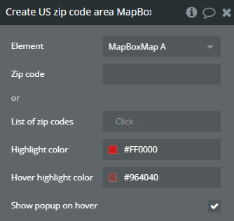 Workflow action → Create US Zip Code Area.