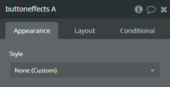 Element properties → Buton effects.