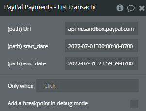 Plugin Action → List transactions.