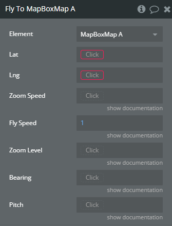 Workflow action → Fly To.