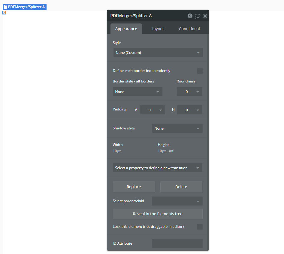 Element → PDF Merger/Splitter.