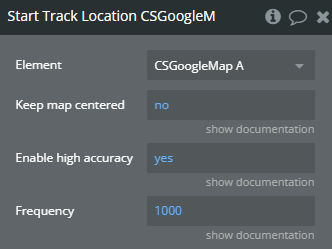 Workflow action → Start Track Location.