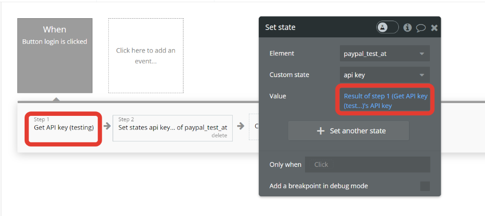 Workflow action → Get API key.