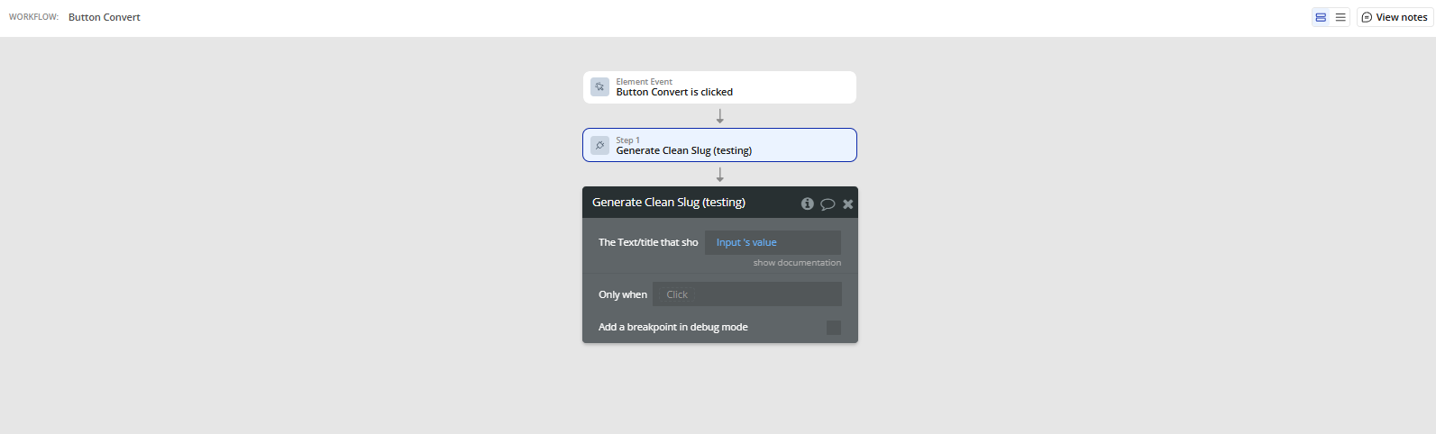 Workflow action → Generate Clean Slug.