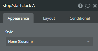 Element properties → stop/start clock.