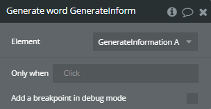 Workflow action → Generate word.