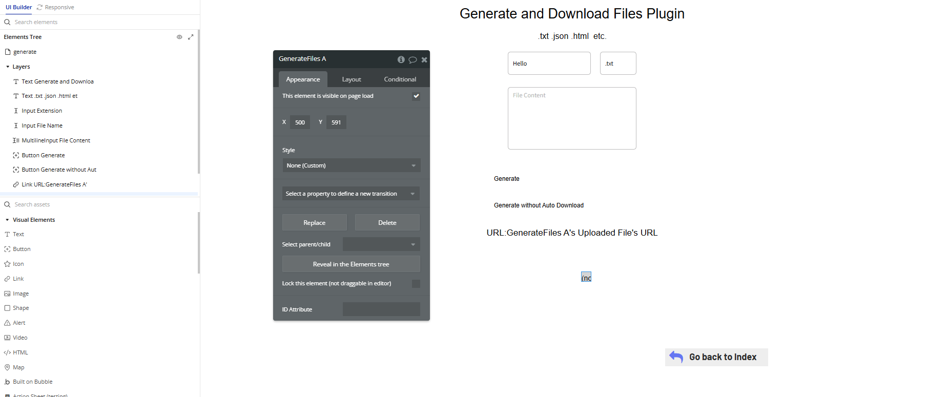 Element → Generate Files.