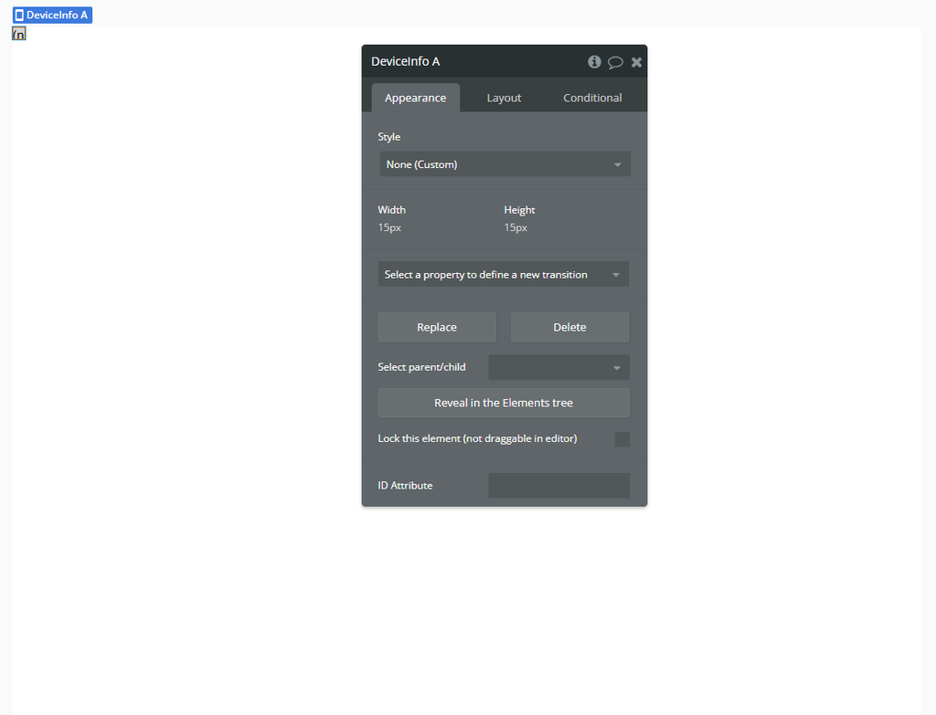 Element → Device Info.
