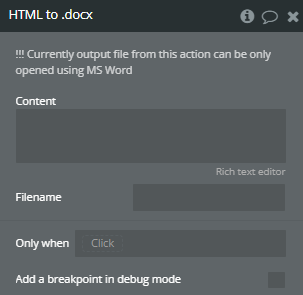 Workflow → HTML to .docx.