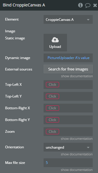 Workflow action → Bind.