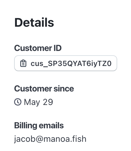The customer’s billing email in Stripe