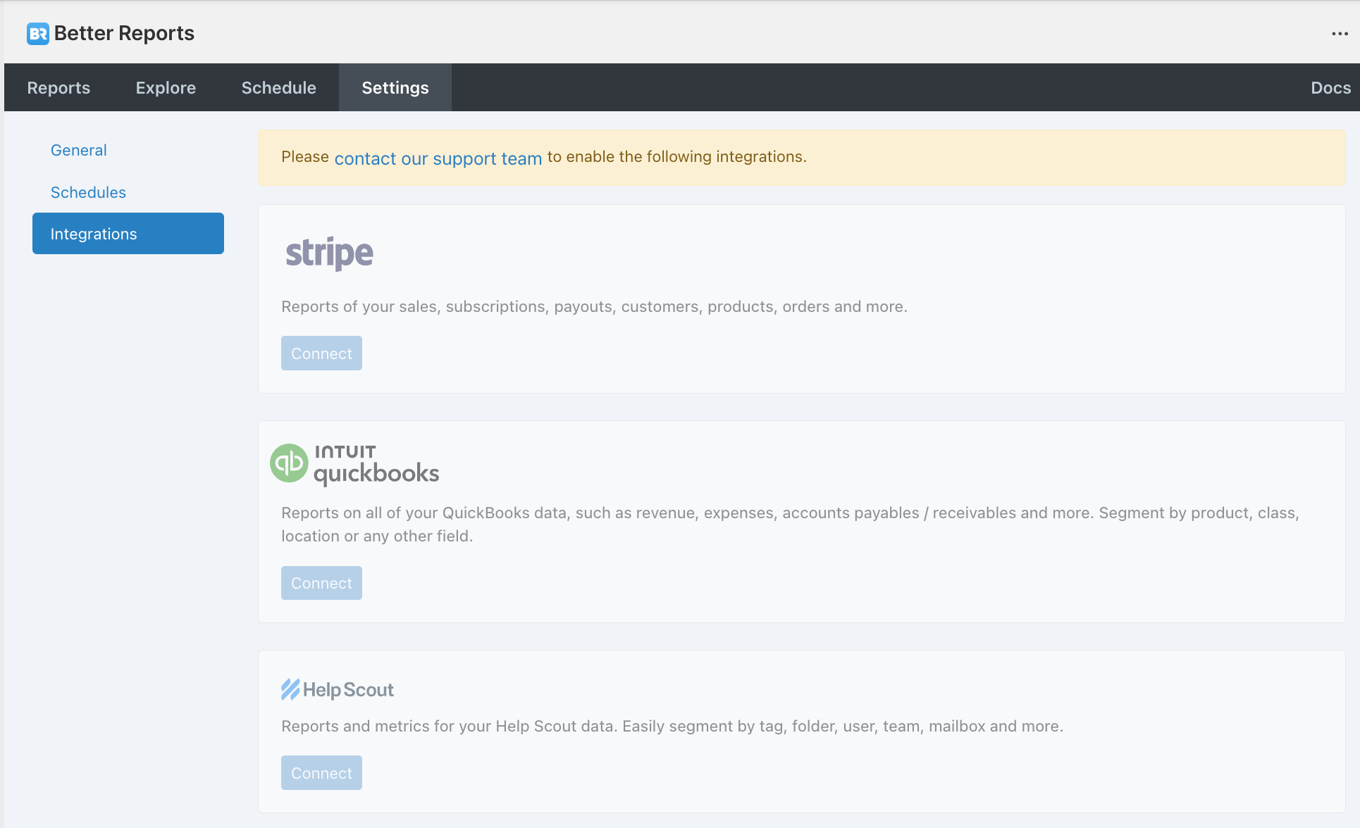Integration settings