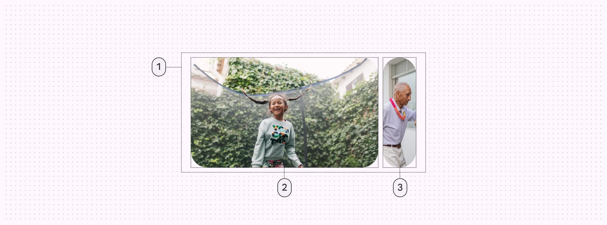 1. Container
2. Large carousel item
3. Small carousel item