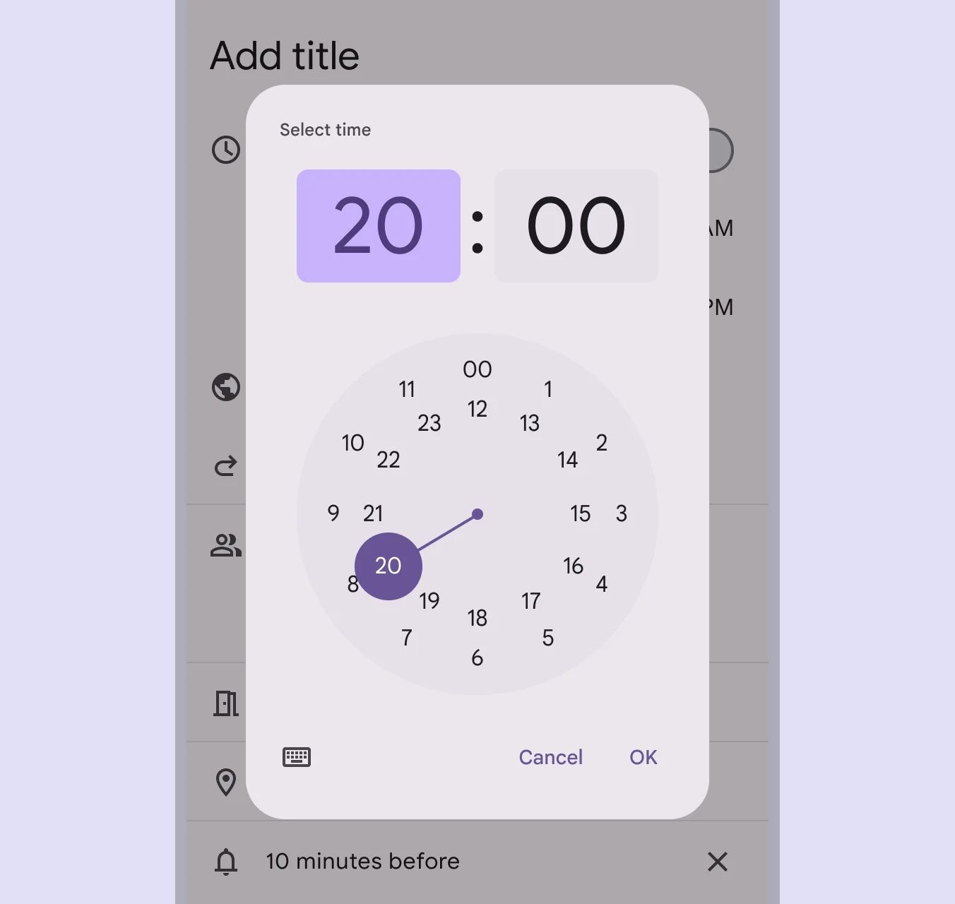 24 hour dial view
